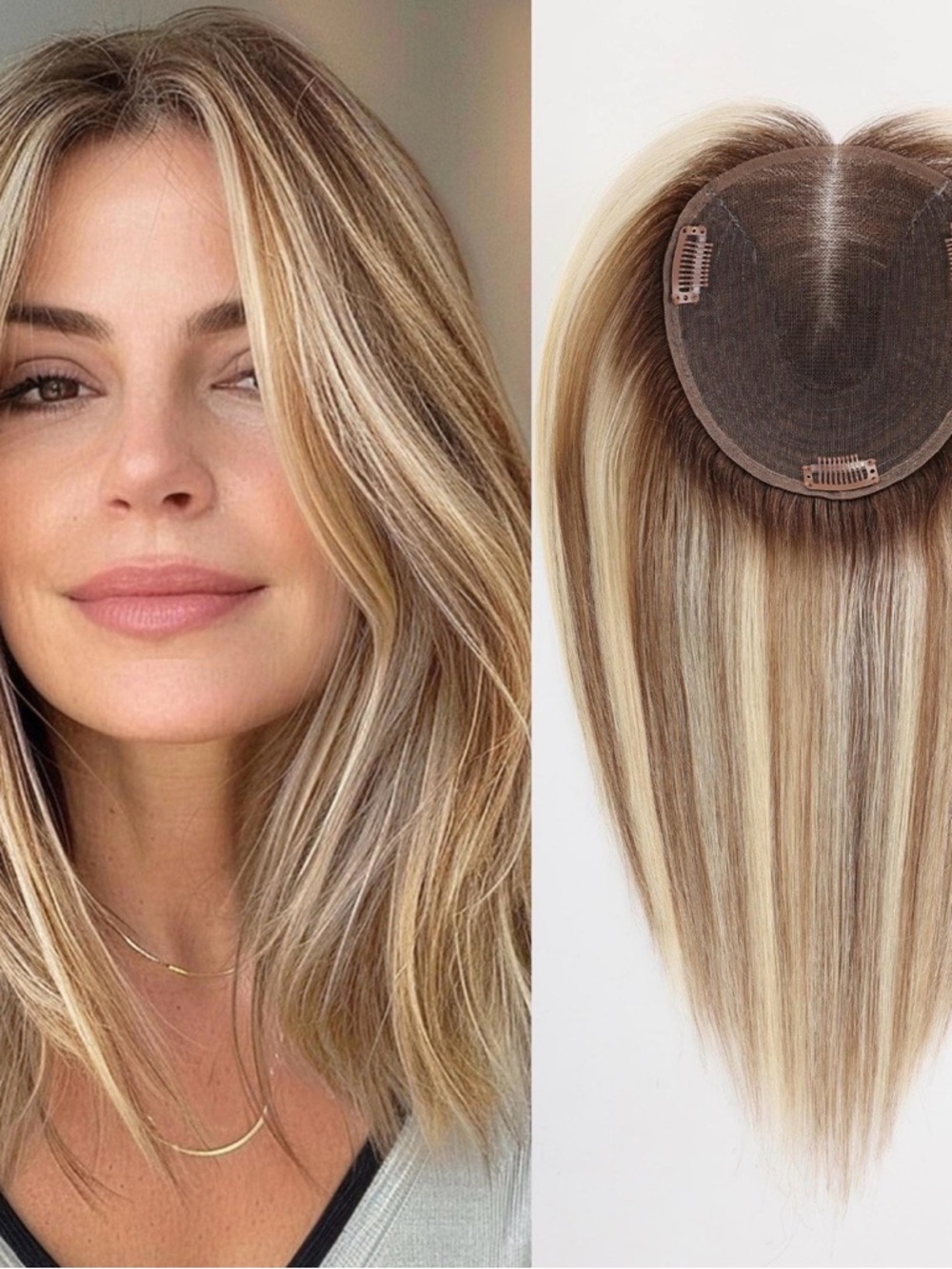 starluck Remy Human Hair Topper for Women 6×5 Inches Swiss Base SilkHug, 14 Inch